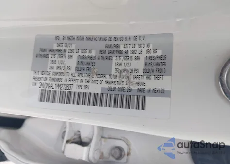 2021 Mazda Cx-30 2.5 S z USA, uszkodzony, nr VIN 3MVDMAAL1MM272837